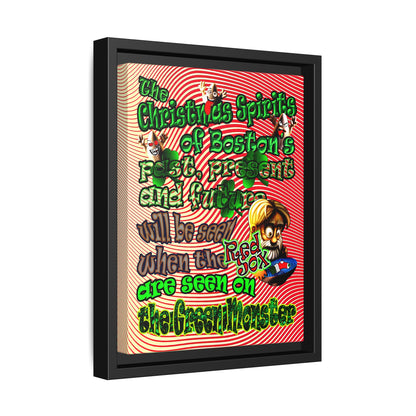 christmas spirits of boston - framed canvas art (yellow-orange wave)