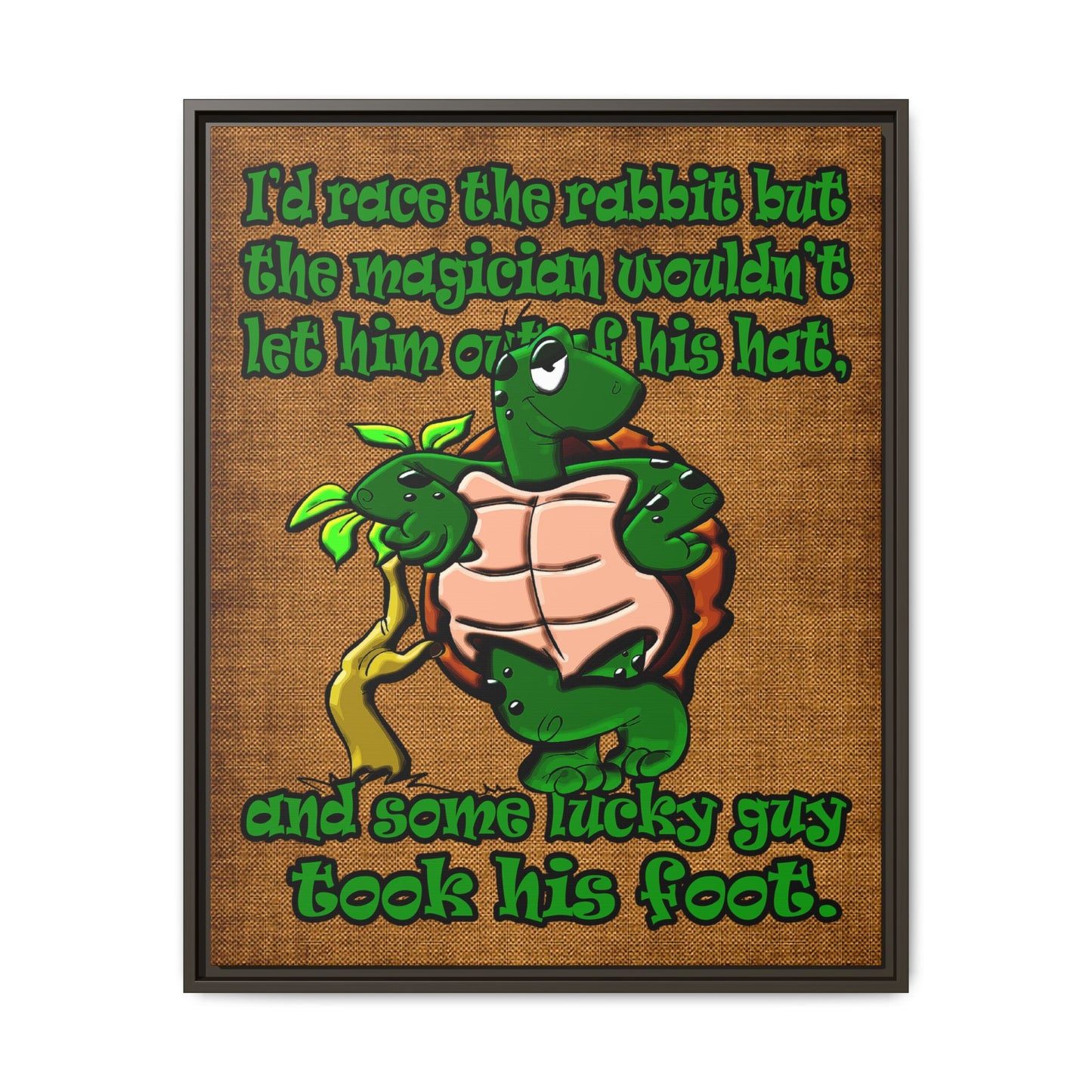 turtle race - framed canvas art (brown papyrus)