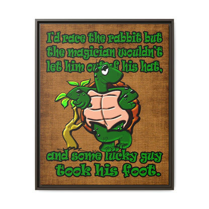 turtle race - framed canvas art (brown papyrus)