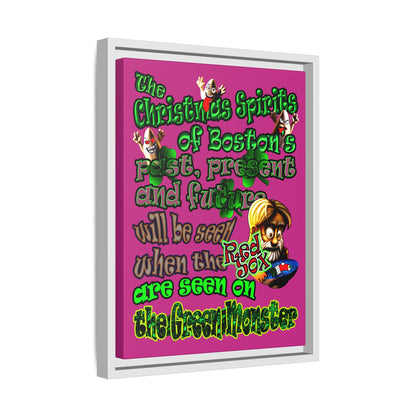 christmas spirits of boston - framed canvas art (pink)
