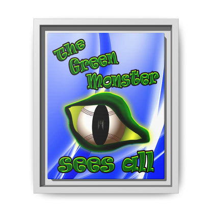 green monster - framed canvas art (blue-white wave)