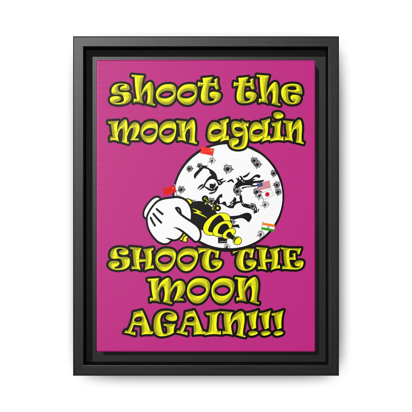 shoot the moon again - framed canvas art (pink)