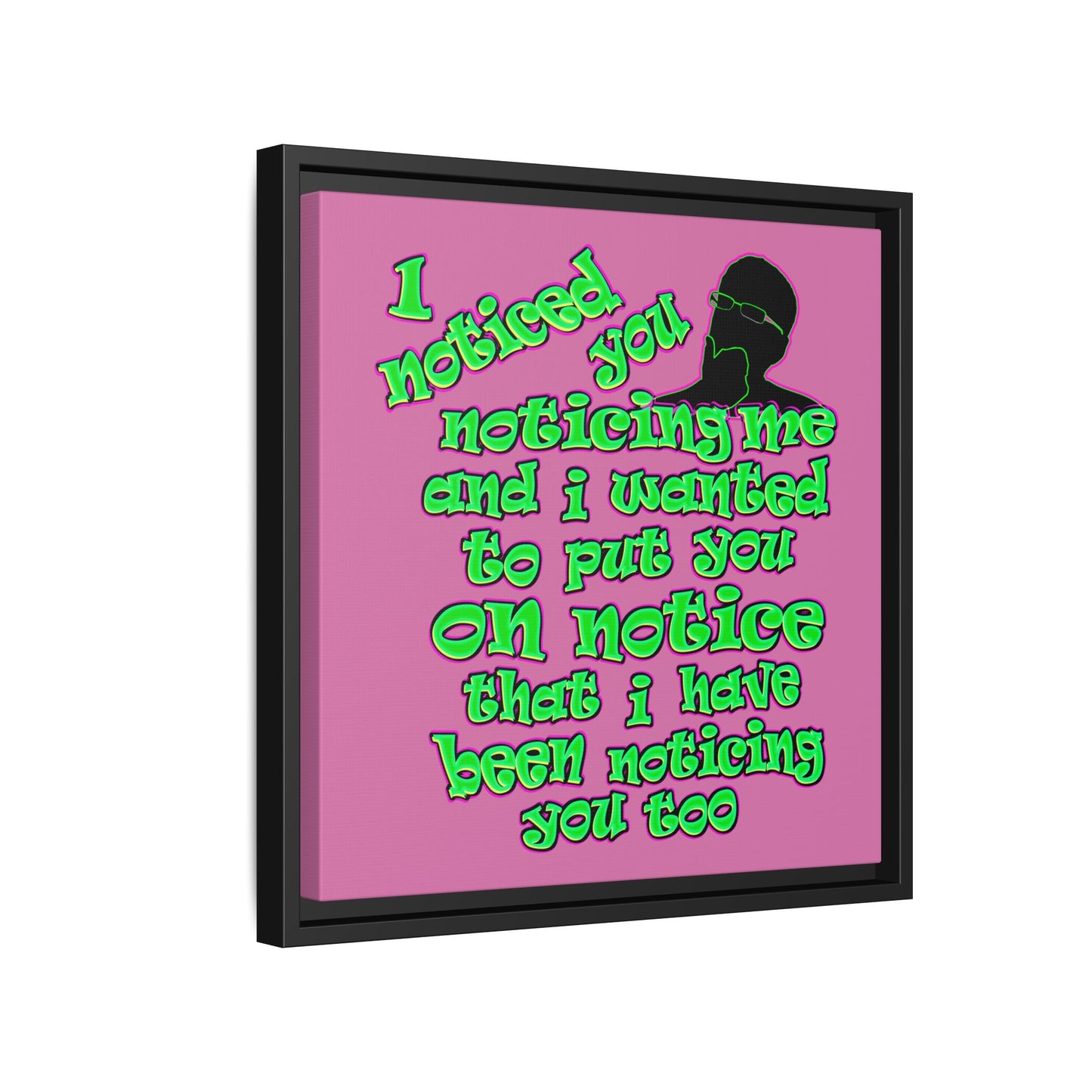 noticed you noticing - framed canvas art (light pink)