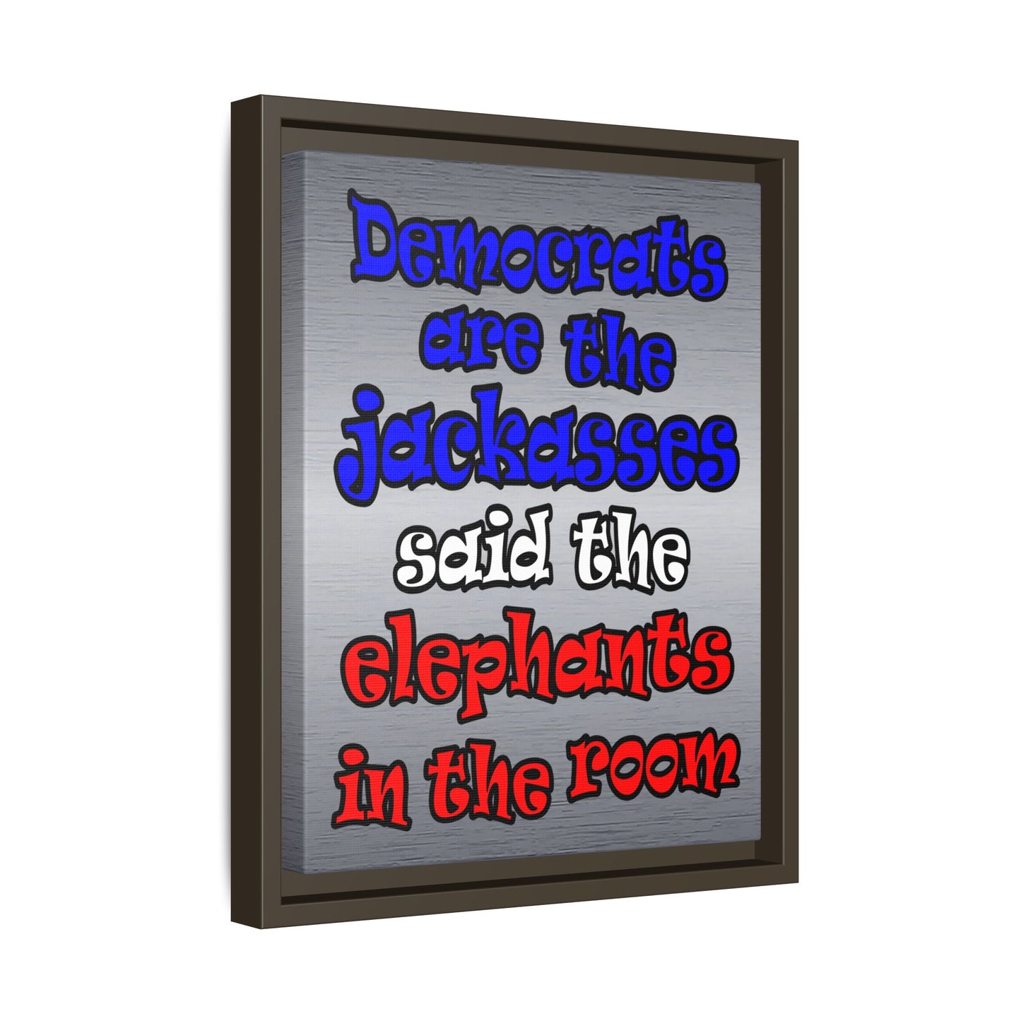 donkeys and elephants - framed canvas art (brushed nickel)
