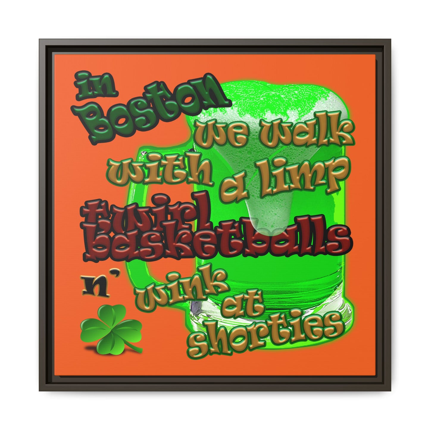 celtics logo - framed canvas art (orange)