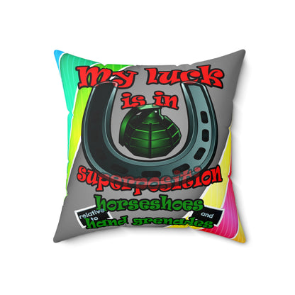 my luck - Spun Polyester Square Pillow - (rainbow split)