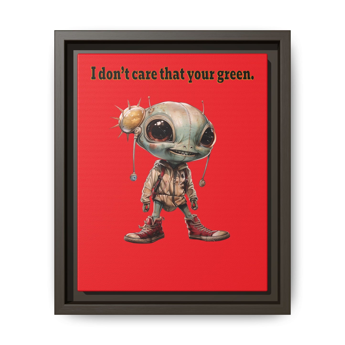I don't care that your green - framed canvas art (red)