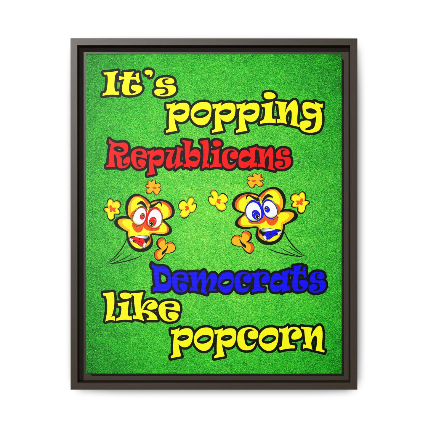 popping like popcorn - framed canvas art (green turf)