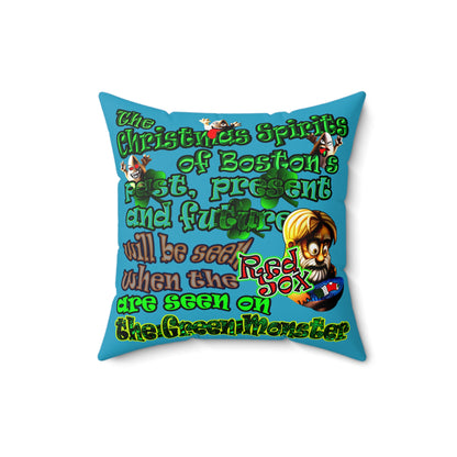 christmas spirits of boston - Spun Polyester Square Pillow - (turquoise)