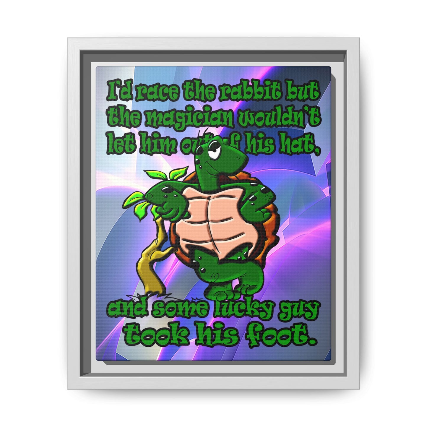 turtle race - framed canvas art (grey-pink wave)