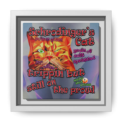schrodinger's cat - framed canvas art (grey-pink wave)