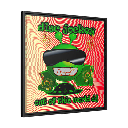 disc jockey - framed canvas art (yellow-orange wave)
