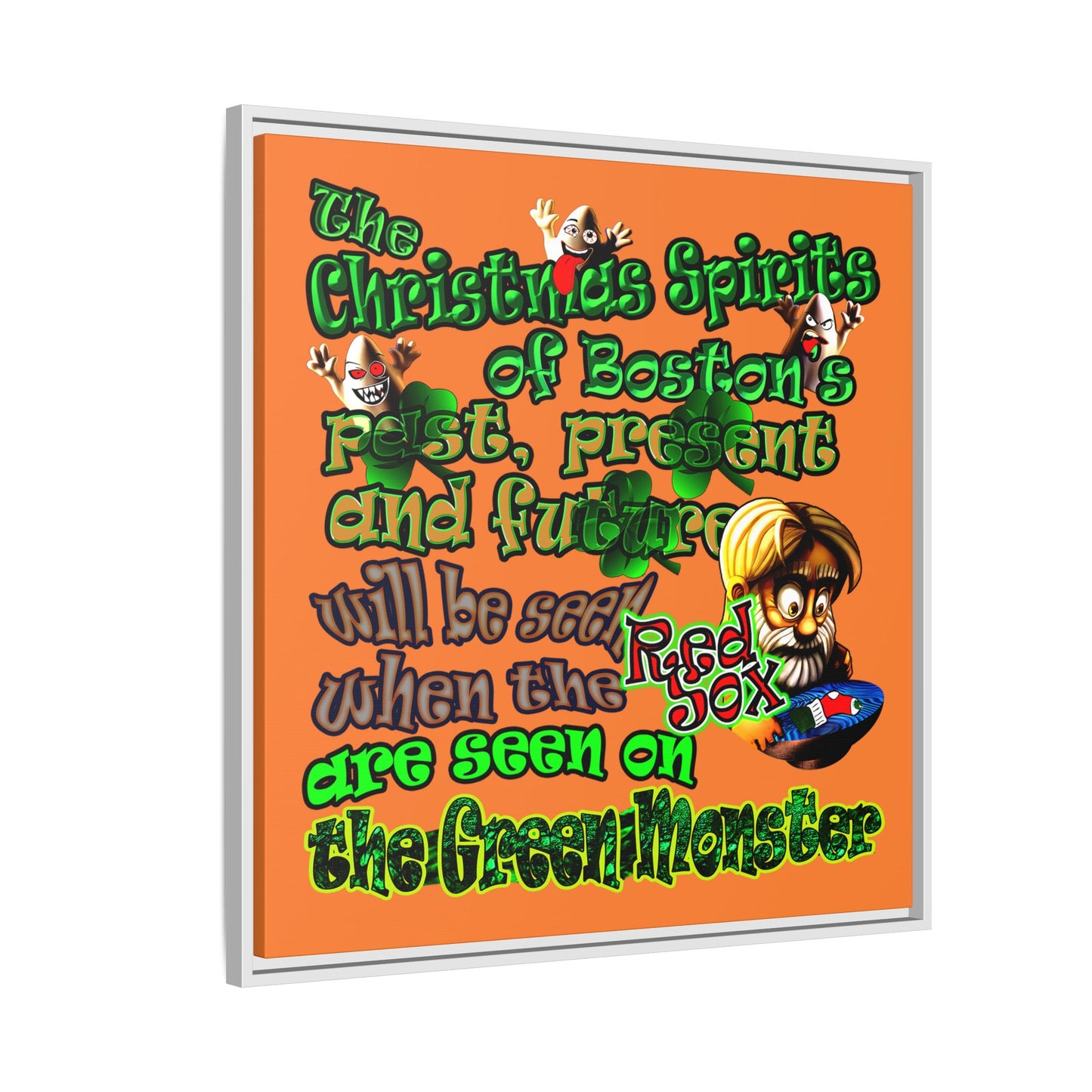 christmas spirits of boston - framed canvas art (crusta)