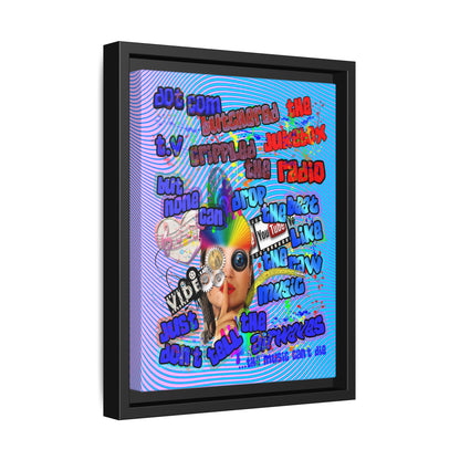 drop the beat - framed canvas art (light blue-purple wave)