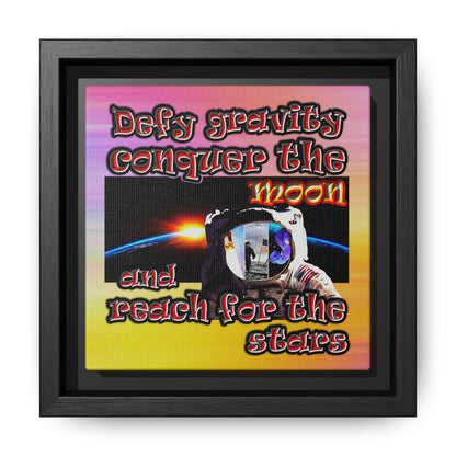 defy conquer reach - framed canvas art (color blur)