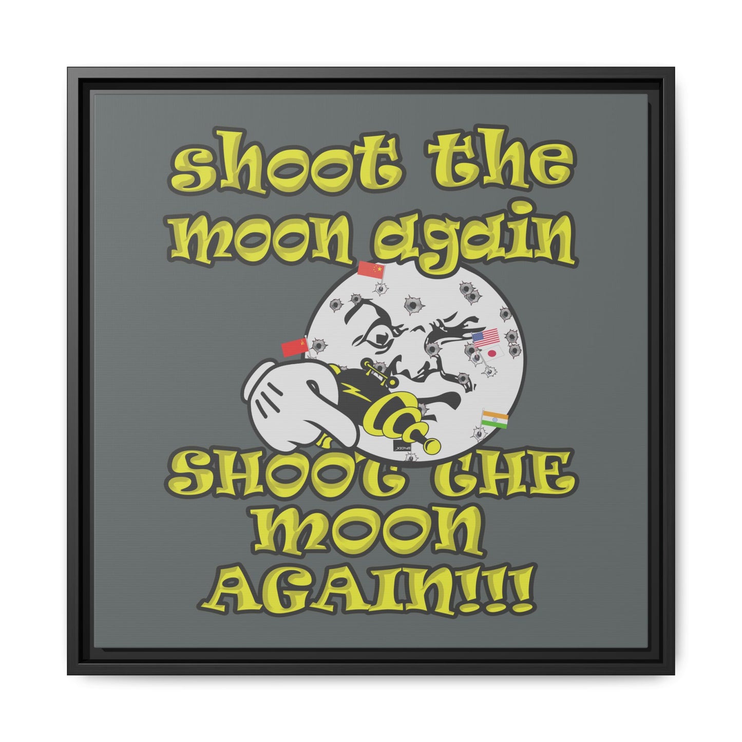 shoot the moon again - framed canvas art (dark grey)