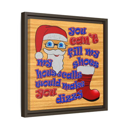 santa's shoes - framed canvas art (butterscotch wood finish)