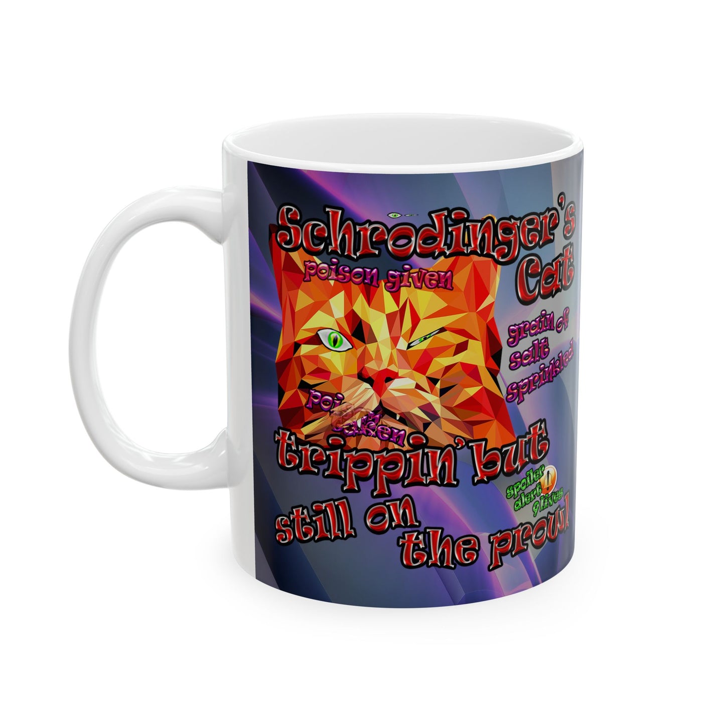 schrodinger's cat - White Mug (grey-pink wave)