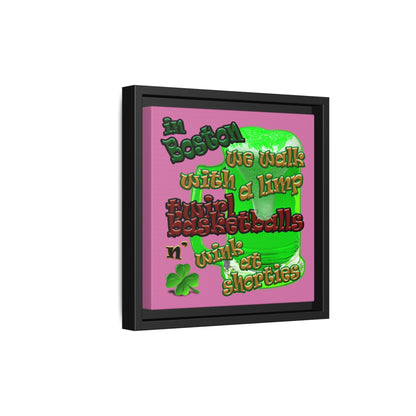 celtics logo - framed canvas art (light pink)