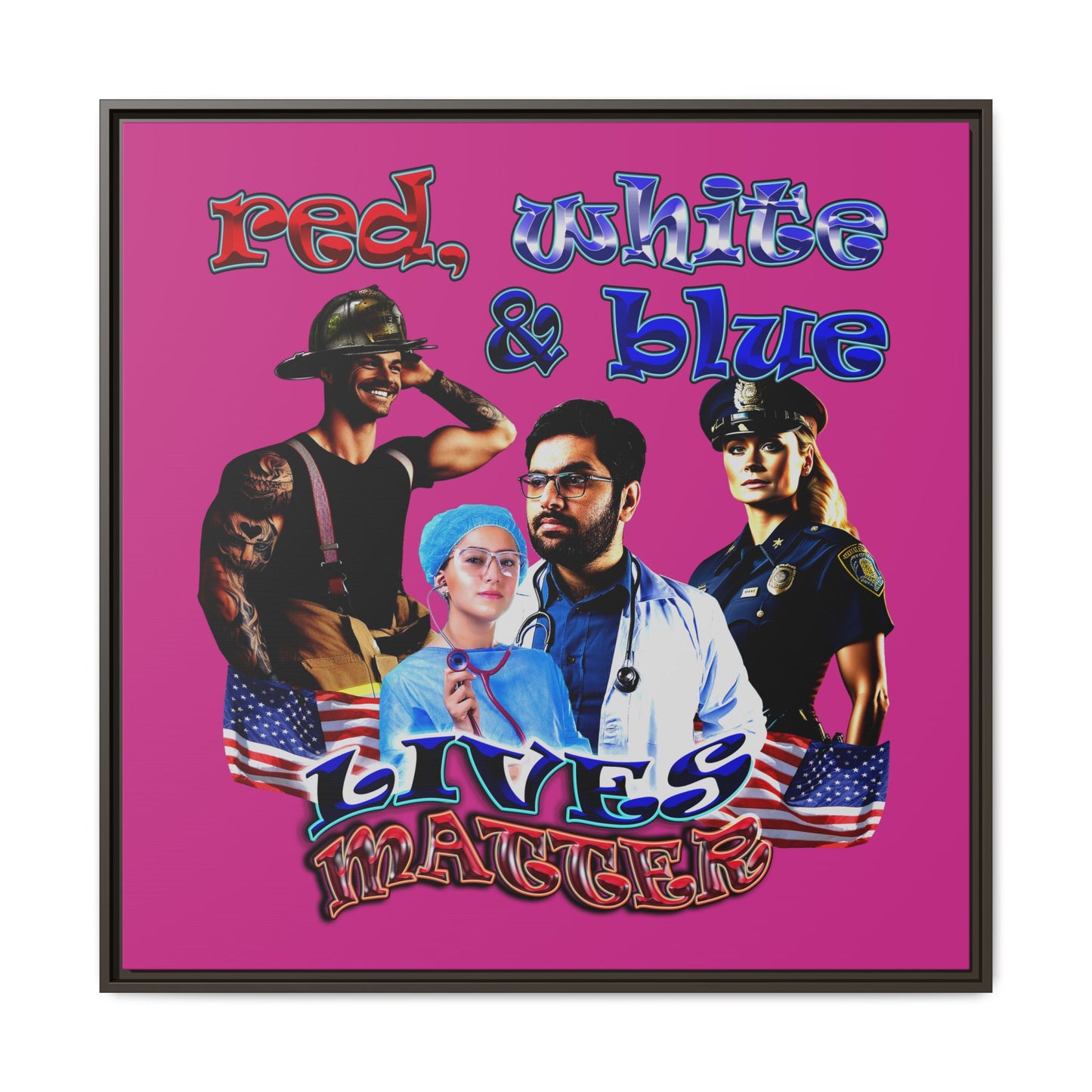 rw&b lives matter - framed canvas art (pink)