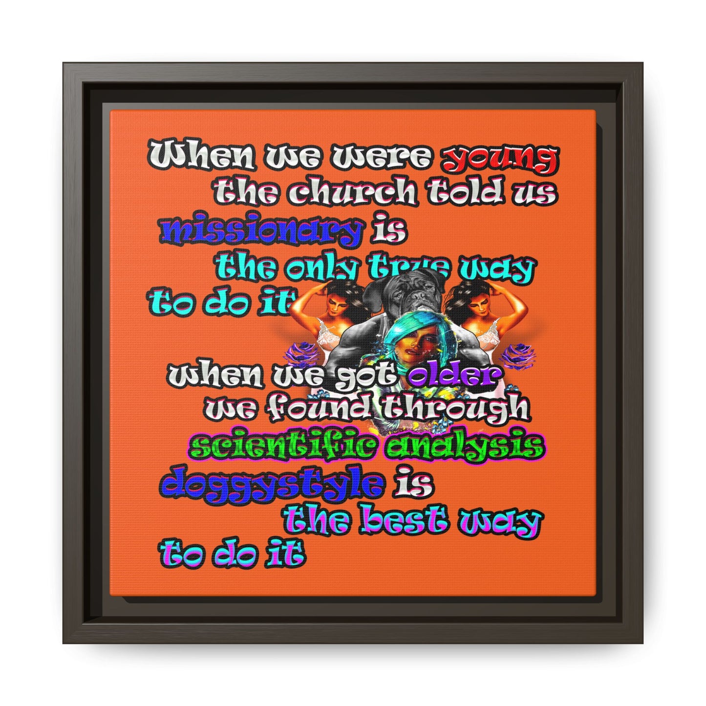 doggystyle - framed canvas art (orange)