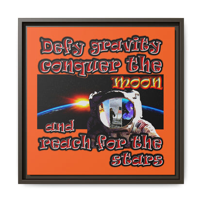 defy conquer reach - framed canvas art (orange)