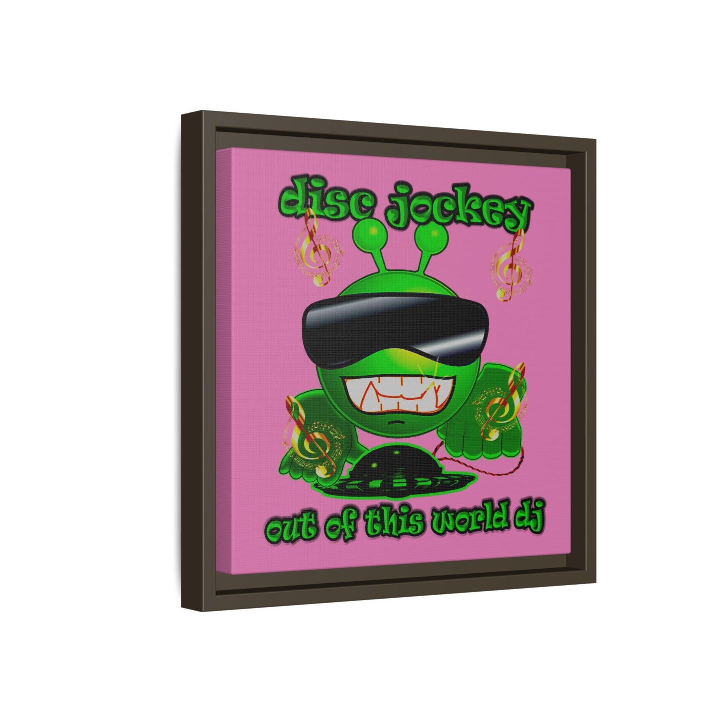 disc jockey - framed canvas art (light pink)