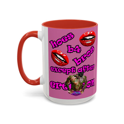 hoes b4 bros - Accent Mug (light pink)