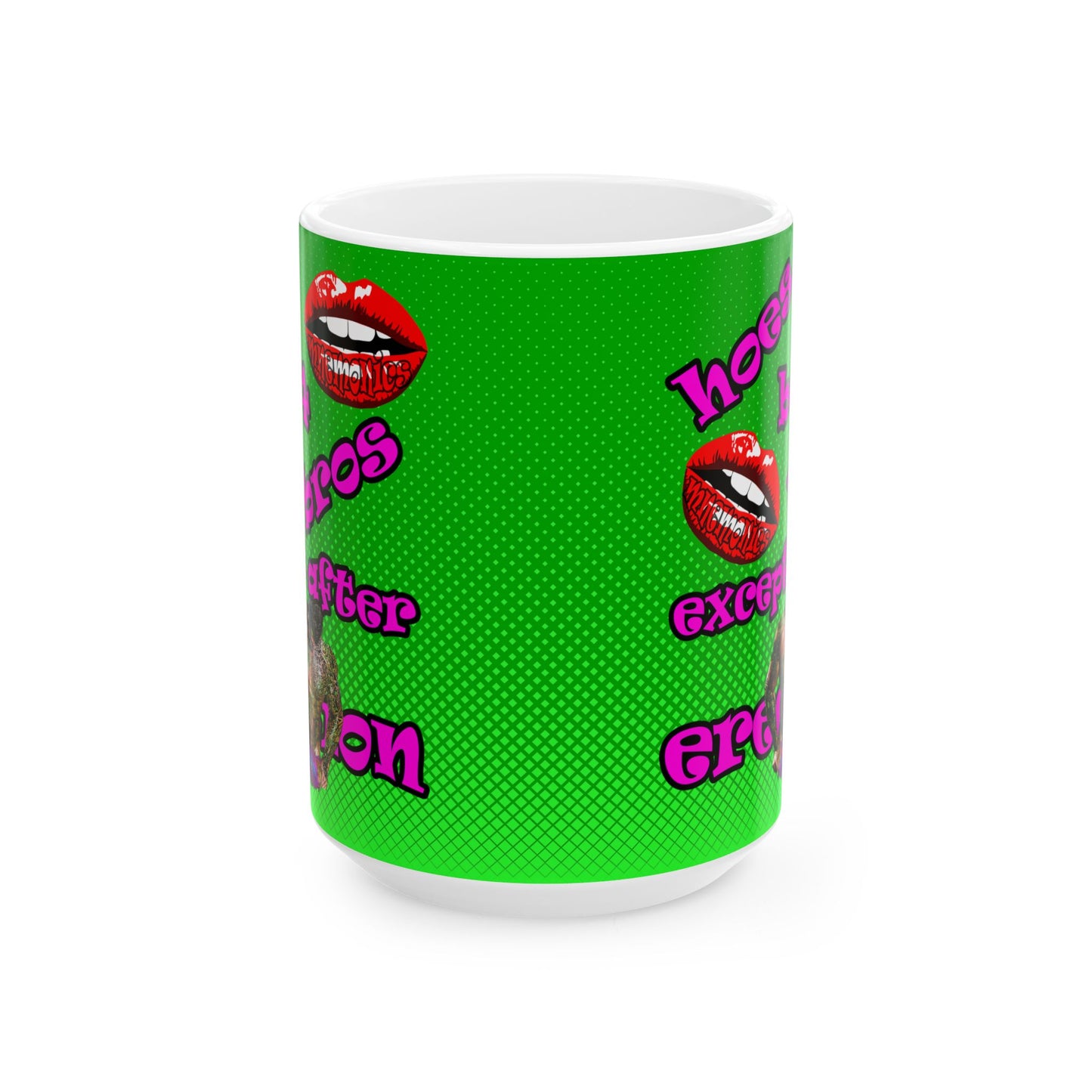hoes b4 bros - White Mug (logo green)
