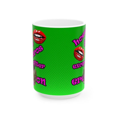 hoes b4 bros - White Mug (logo green)