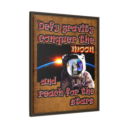 defy conquer reach - framed canvas art (brown papyrus)