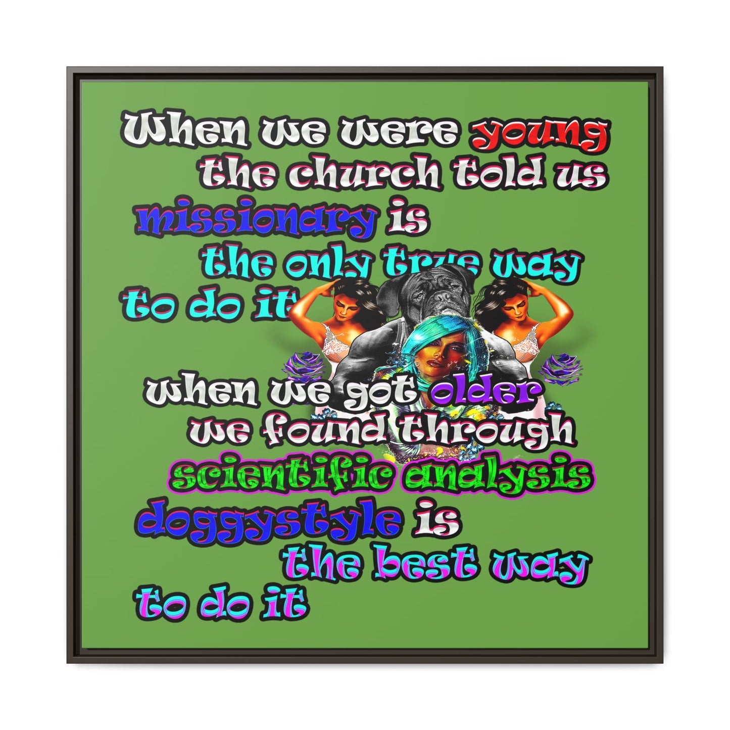 doggystyle - framed canvas art (green)