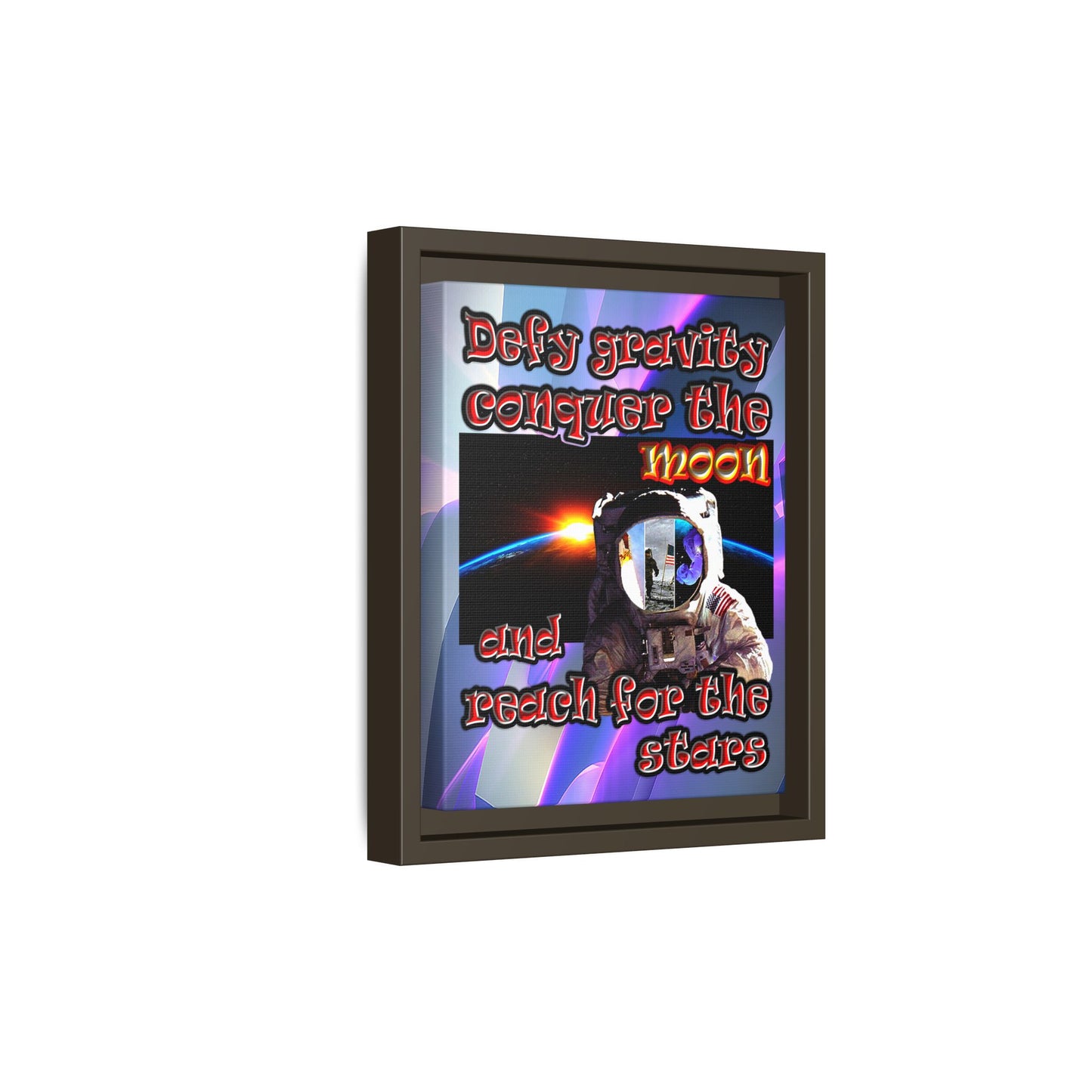 defy conquer reach - framed canvas art (grey-pink wave)