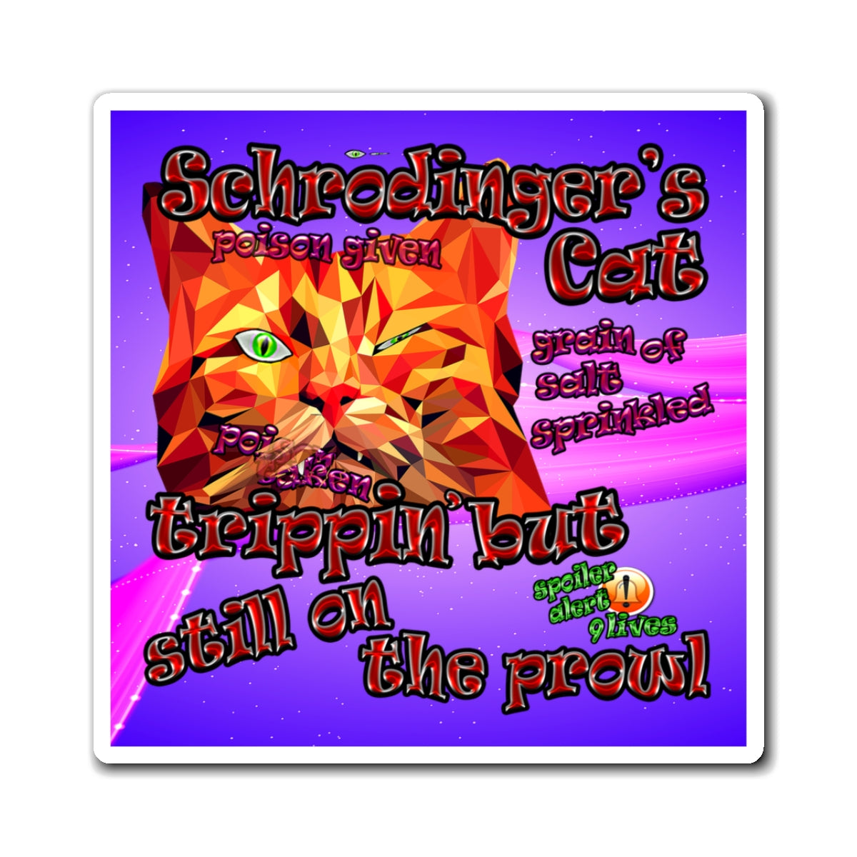 schrodinger's cat - Magnets - (purple-pink wave)