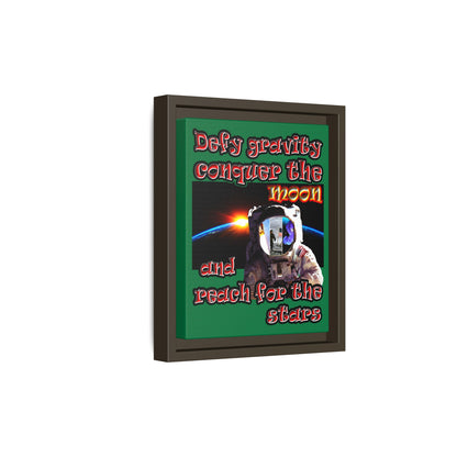 defy conquer reach - framed canvas art (dark green)