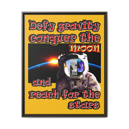 defy conquer reach - framed canvas art (yellow)