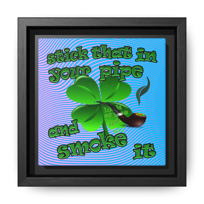stick that in your pipe and smoke it - framed canvas art (light blue-purple wave)