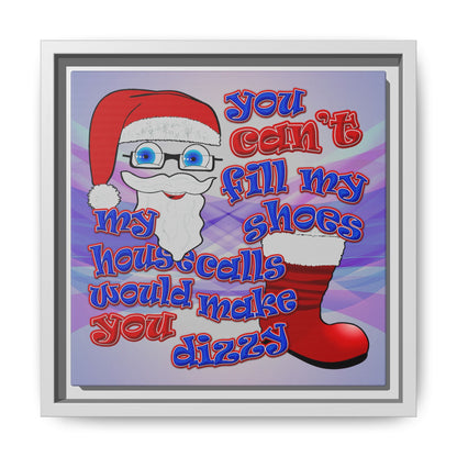 santa's shoes - framed canvas art (light blue-pink wave)