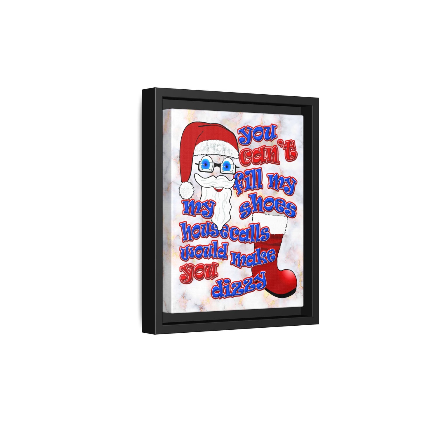 santa's shoes - framed canvas art (white marble)