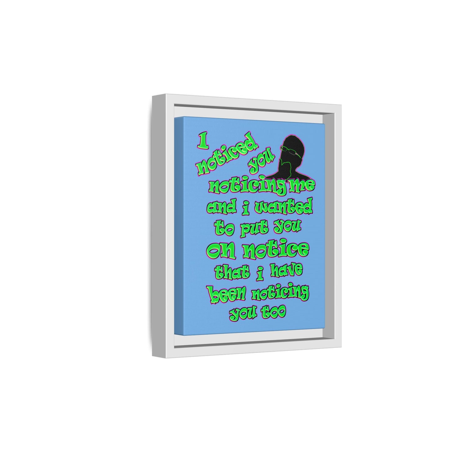 noticed you noticing - framed canvas art (light blue)