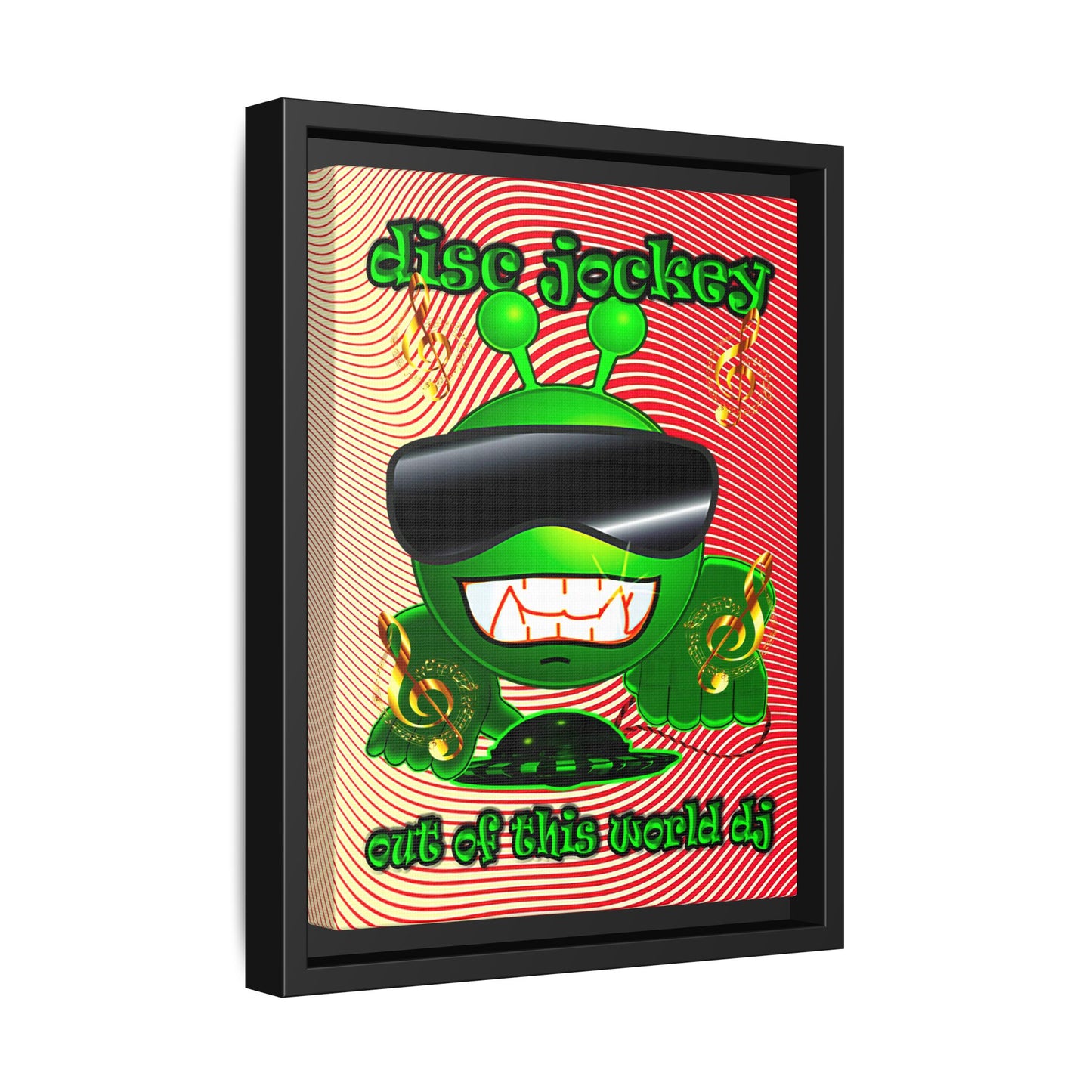 disc jockey - framed canvas art (yellow-orange wave)