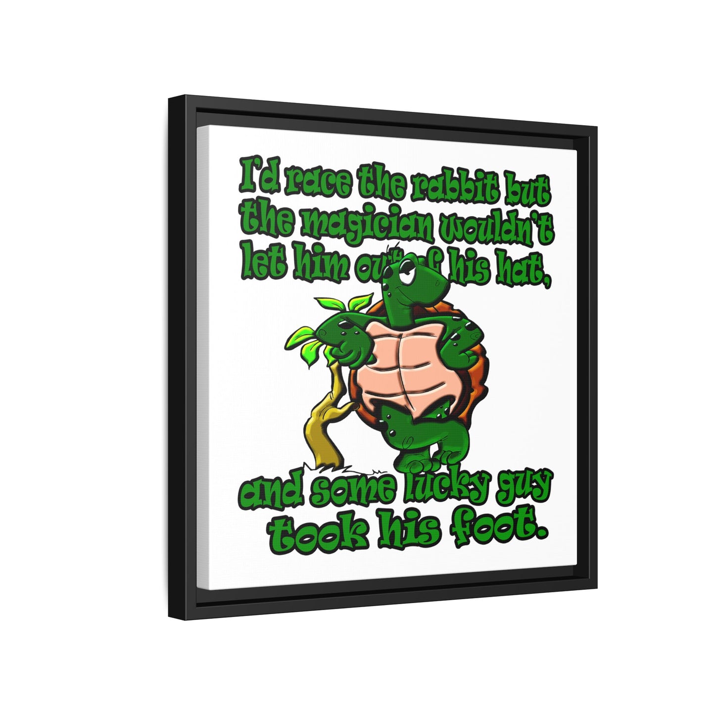 turtle race - framed canvas art (white)
