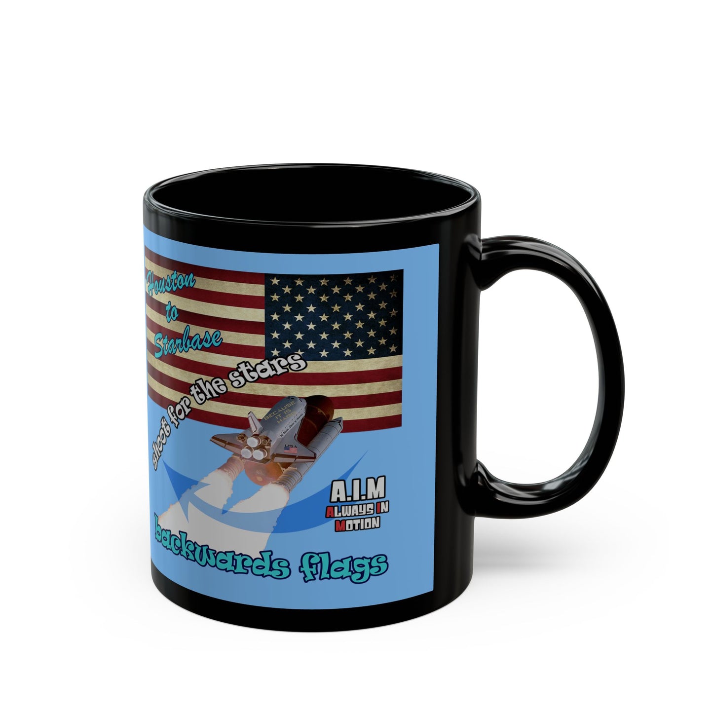 shoot for the stars - Black Mug (light blue)