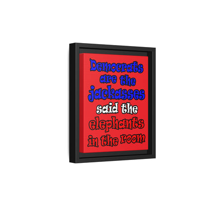 donkeys and elephants - framed canvas art (red)