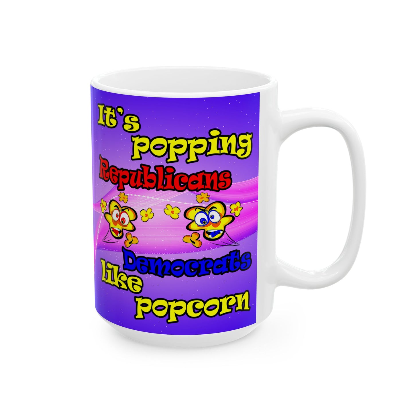 popping like popcorn - White Mug (purple-pink wave)
