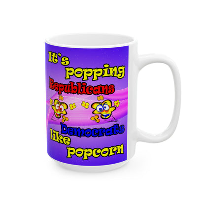 popping like popcorn - White Mug (purple-pink wave)