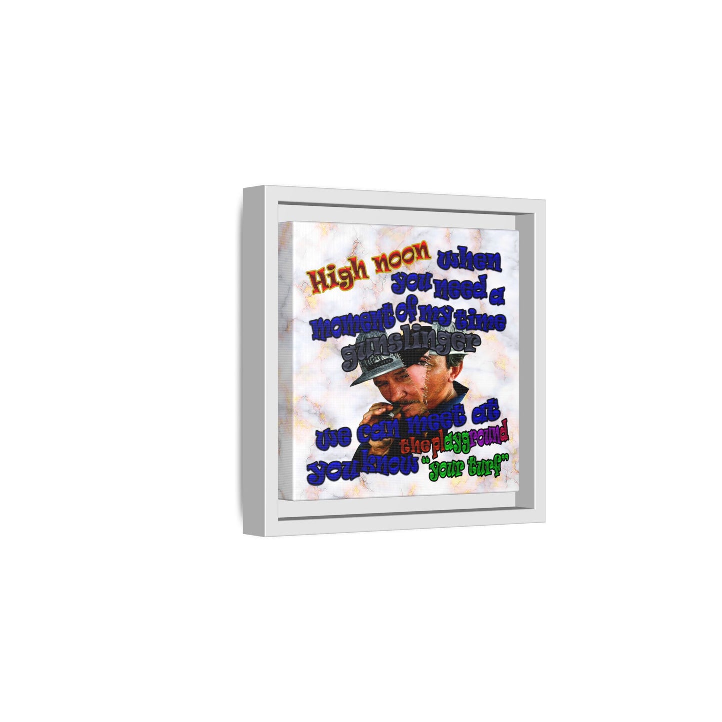 high noon - framed canvas art (white marble)