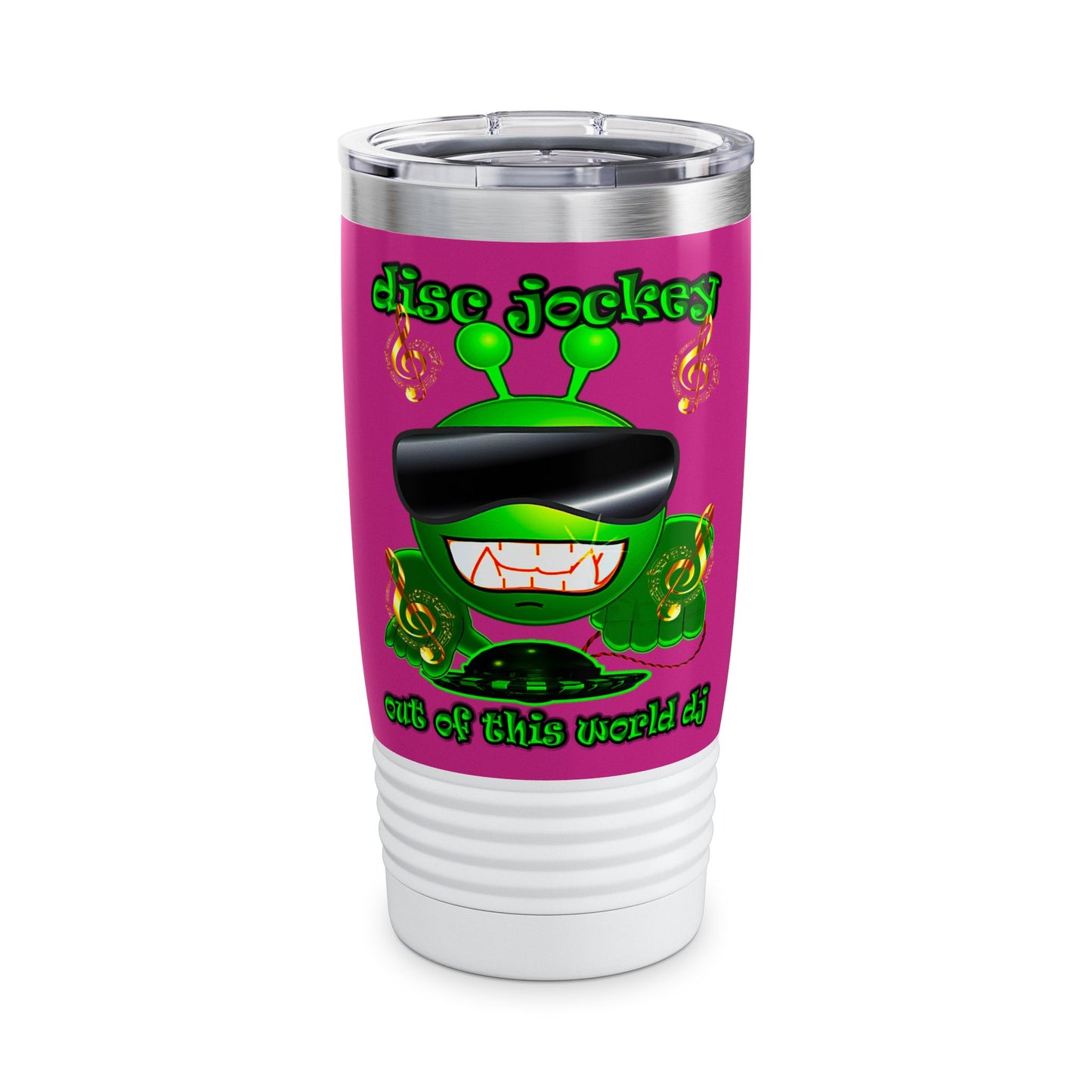 disc jockey - Ringneck Tumbler, 20oz (pink)
