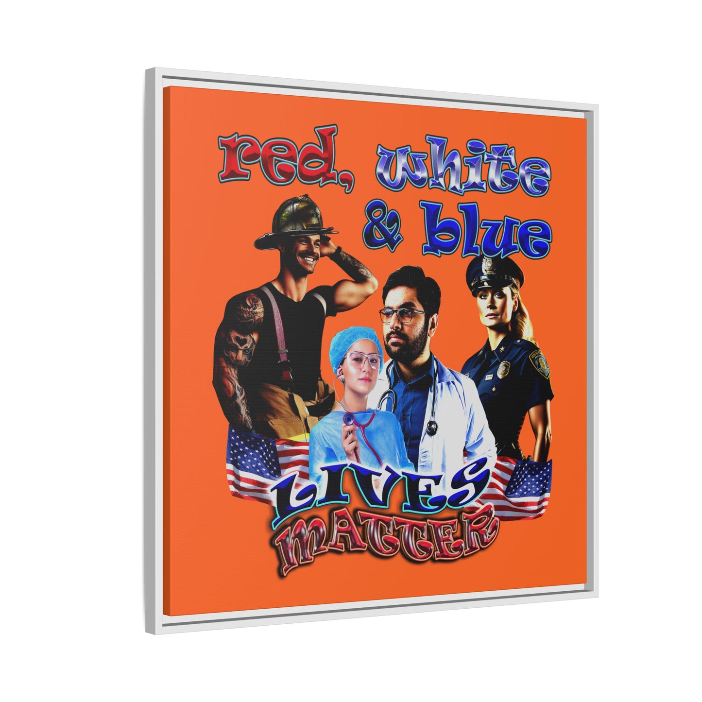 rw&b lives matter - framed canvas art (orange)
