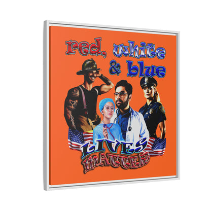 rw&b lives matter - framed canvas art (orange)